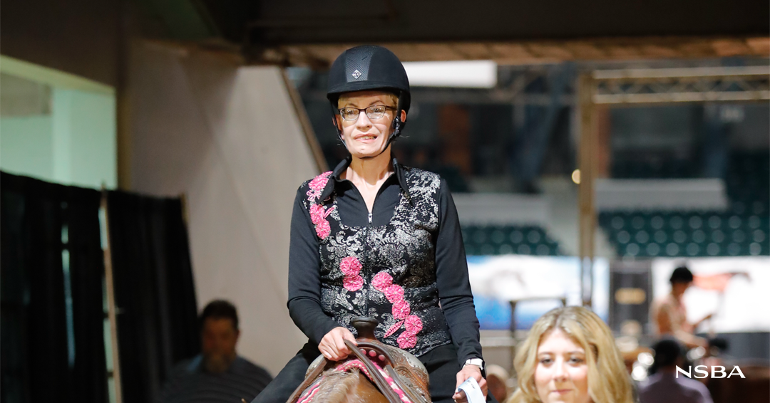 Stacey Johnson competing in the EWD trail at the NSBA World Championship Show